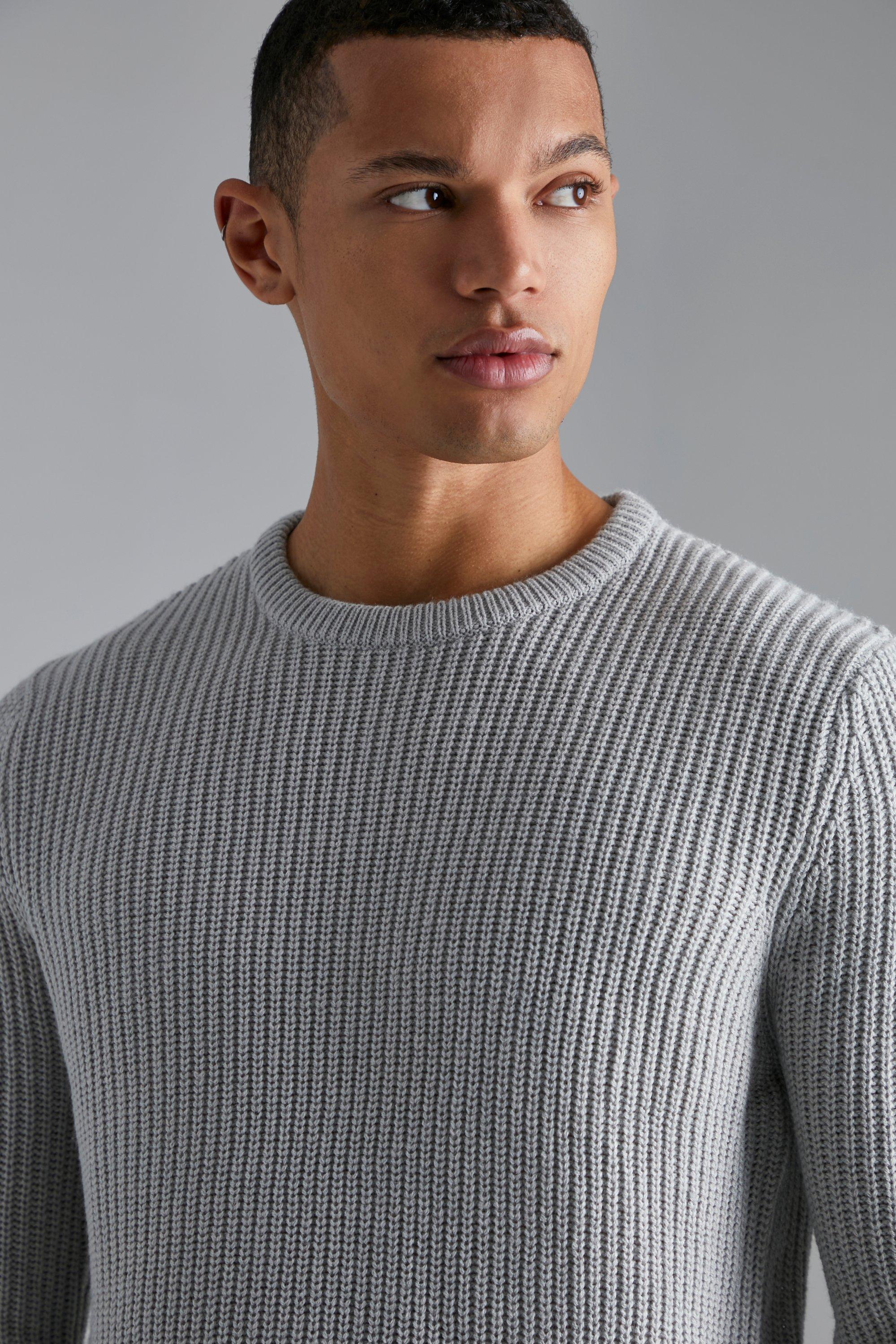 Mens grey knitted on sale jumper